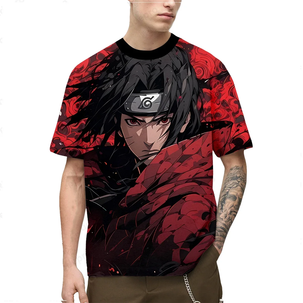 Naruto Boys Girl T-shirt Uchiha Itachi Men T-shirt 3D Print Short Sleeve Sasuke Men's T-shirt Akatsuki Organization Men Clothing