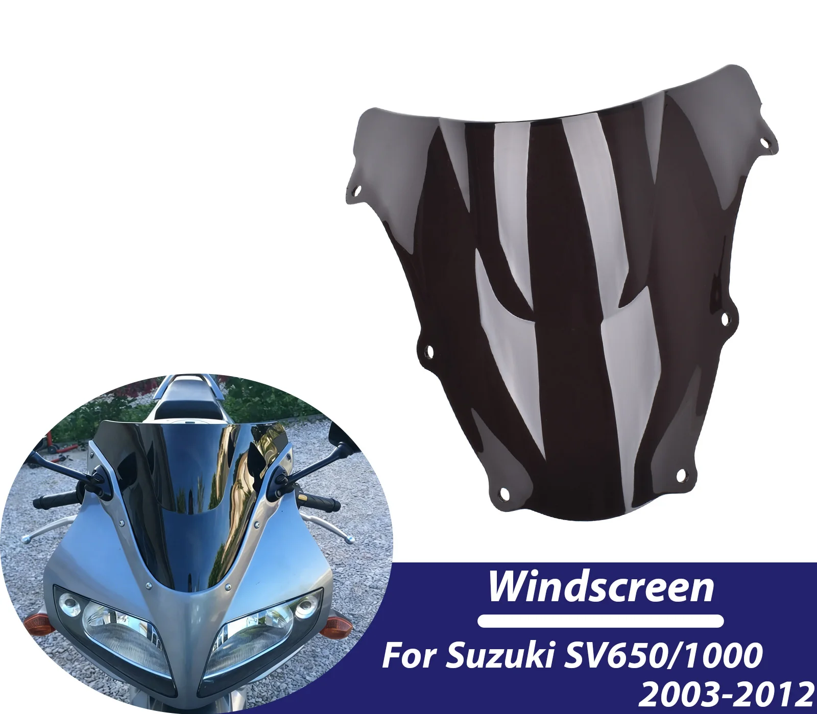 

Ветровое стекло (экран) для мотоциклов Suzuki SV650, SV650S (2003-2012), SV1000, SV1000S – ветрозащитный дефлектор