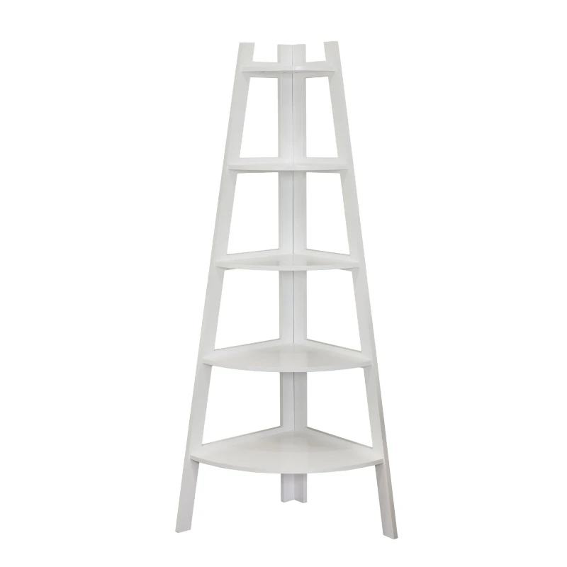 

5-Tier Corner Ladder Shelf Wall Corner Bookcase Freestanding Plant Flower Stand Photo Display Toy Storage Organizer Rack