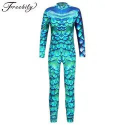 Girls One-piece Halloween Costume Long Sleeve Print Front Zipper Bodysuit Cosplay Jumpsuit Children Gymnastics Sport Leotard