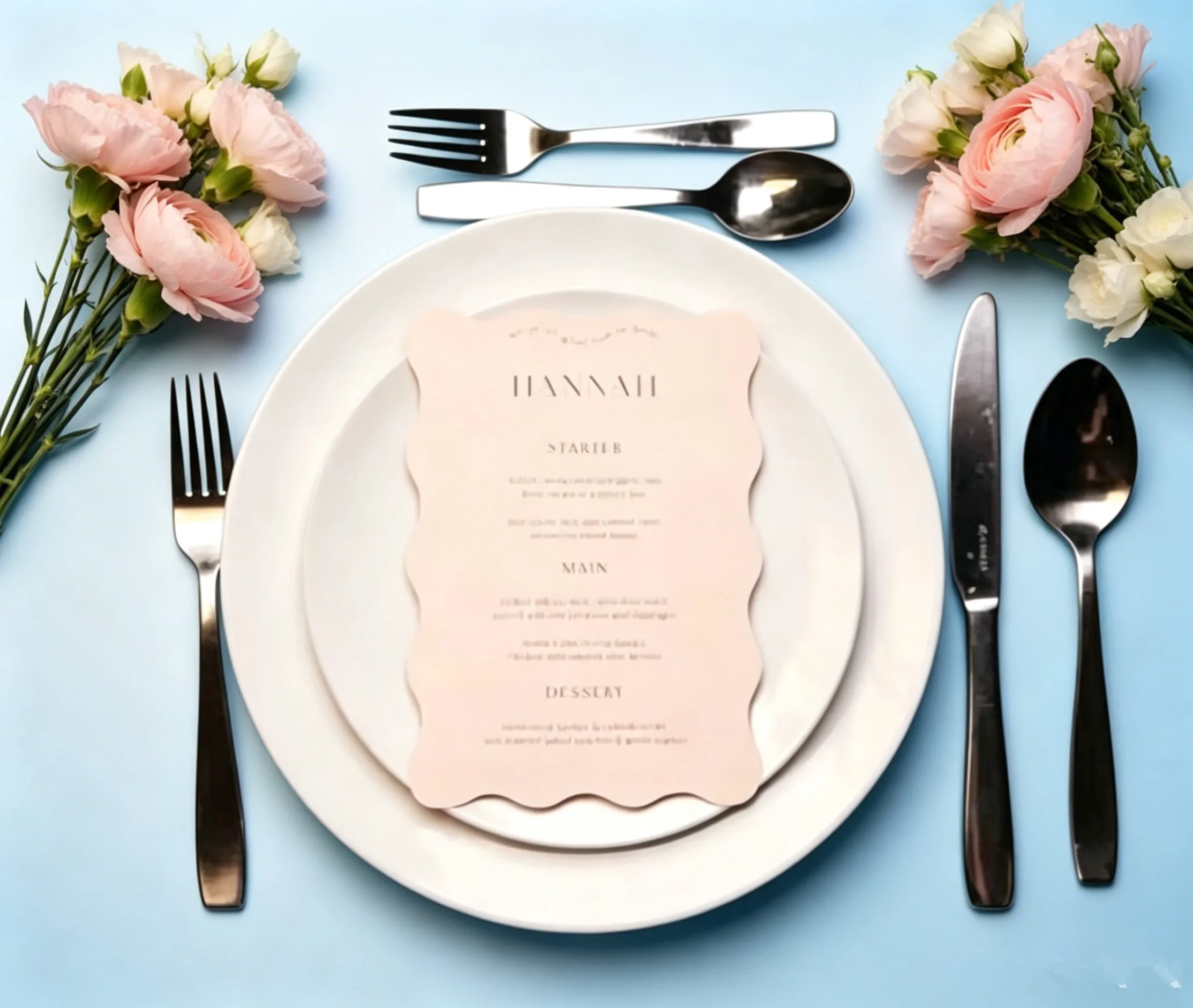 10 Uds. De borde ondulado cortado con láser, menú de boda rosa, tarjeta de invitación de papel, placa de mesa, decoración, tarjeta de invitación, tarjeta de bendición de Hanukkah