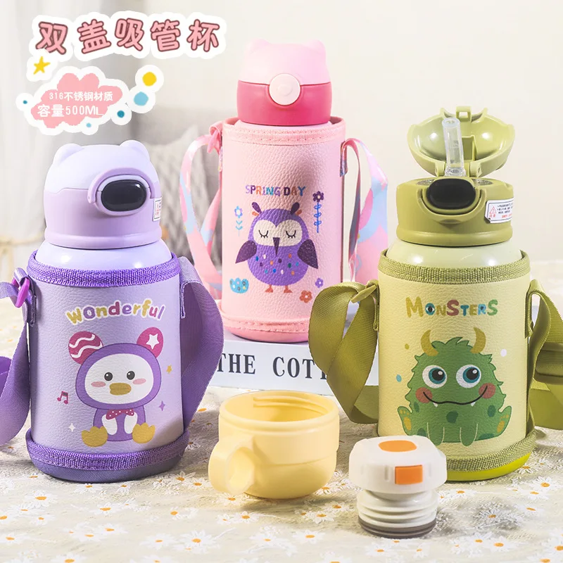 

Kids Kindergarten Baby Cartoon Bunny Vacuum 316 Stainless Steel Thermos Cup Bounce Straw Cup Drinking Cup