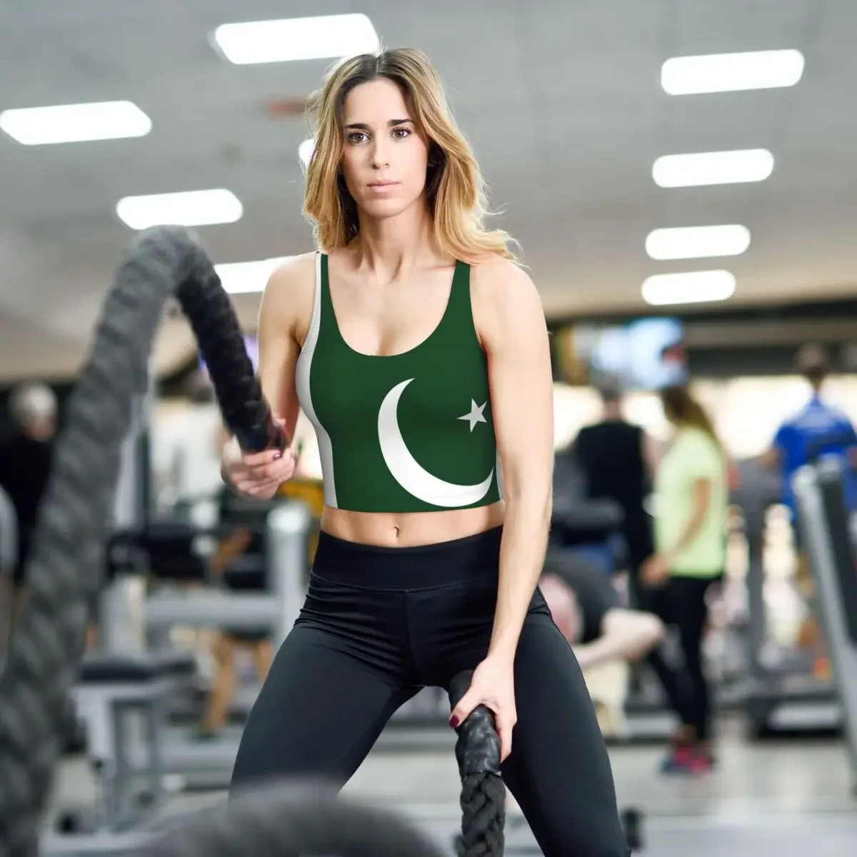 ヨガベスト女性ジムスポーツクロップトップスパキスタン国旗ストリートワークアウト通気性タンクトップ女性