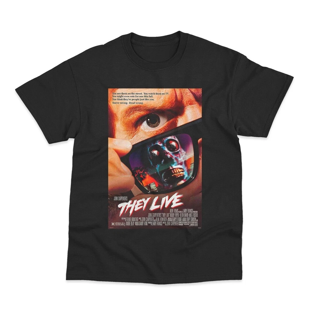 They Live T-Shirt Men Classic John Carpenter Sci-Fi Movie Graphic Tee Retro Alien Conspiracy Streetwear Short Sleeve Casual Top