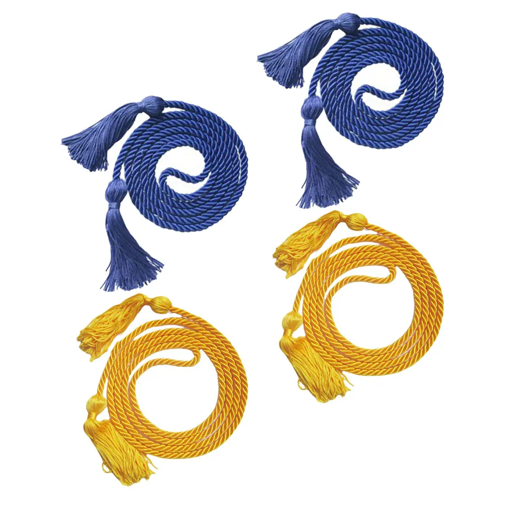

4 Pcs Bachelor Clothing Tassel Red White Blue Graduation Ceremony Decoration Cap Pendant Polyester Hat Ornament Ideal Gift