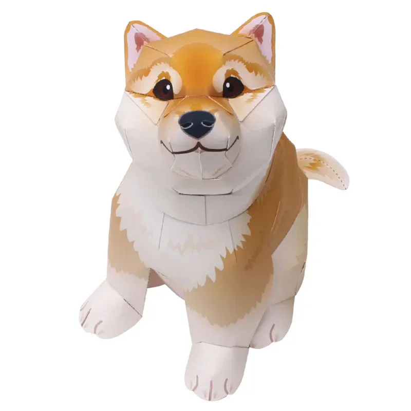 Shiba Inu Dog Yellow Handmade Origami Art Folding Mini Cute 3D Paper Model Papercraft Animal DIY Kids Adult Craft Toys QD-006