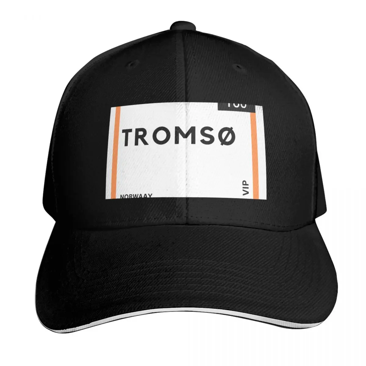 Tromso, Norway Airplane Boarding Pass Baseball Cap Cotton Twill Breathable Contrast Two Tone Brim Snapback Flat Bill