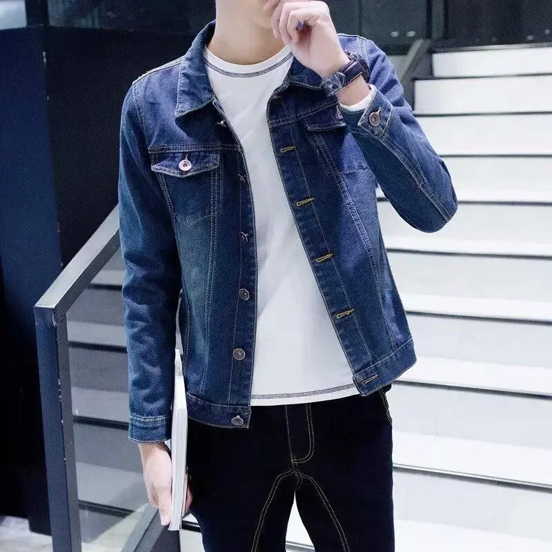 Men\'s Denim Jacket Red Korea Male Jean Coats Slim Fit Low Cost Fast Delvery Big Size Lxury in Lowest Price Branded Menswear Worn