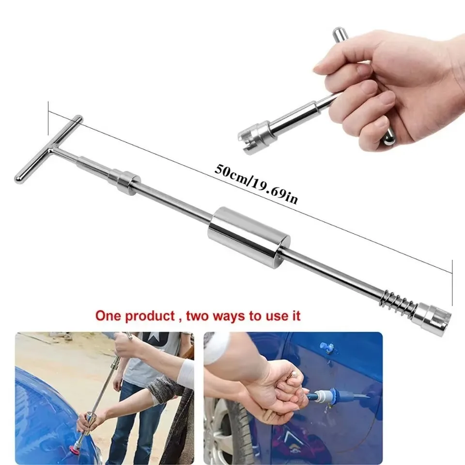 Car Dent Puller T Dent Repair Tool Auto Repair Sheet Metal Kit Slide Hammer Reverse Hammer Glue +18pcs Glue Puller