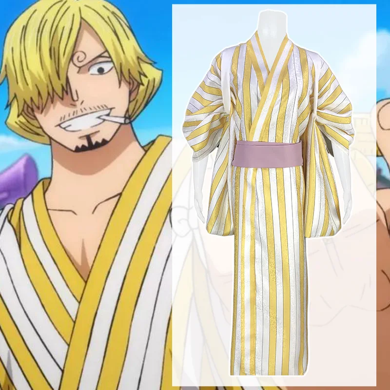 Anime ONEPIECE Cosplay Vinsmoke Sanji Kimono Man Costume