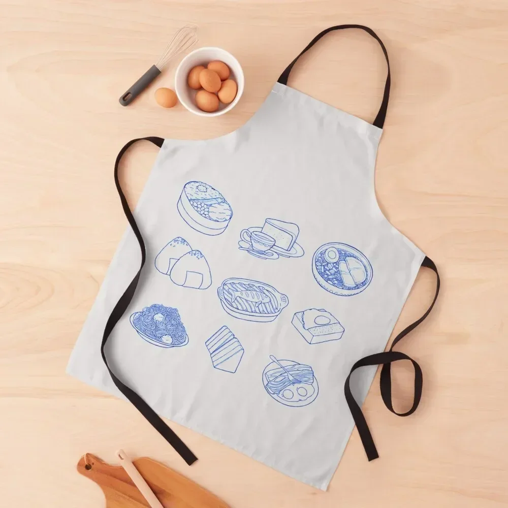 

GHIBLI FOOD Blue line Classic Apron Men's Kitchen Home Utensils Apron