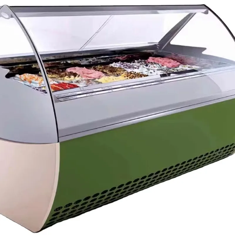 Customized Size Commercial Air Cooling L Type Ice Cream Freezer Deep Display R404A Multi-Power 1.3-1.85kw