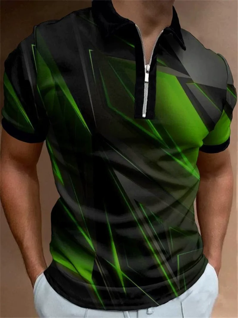Summer Fashion Gradient Plaid Pattern Men's Polos T-Shirts Short Sleeve 3D Print Street Trend POLO Tee 6XL Big Size Casual Tops