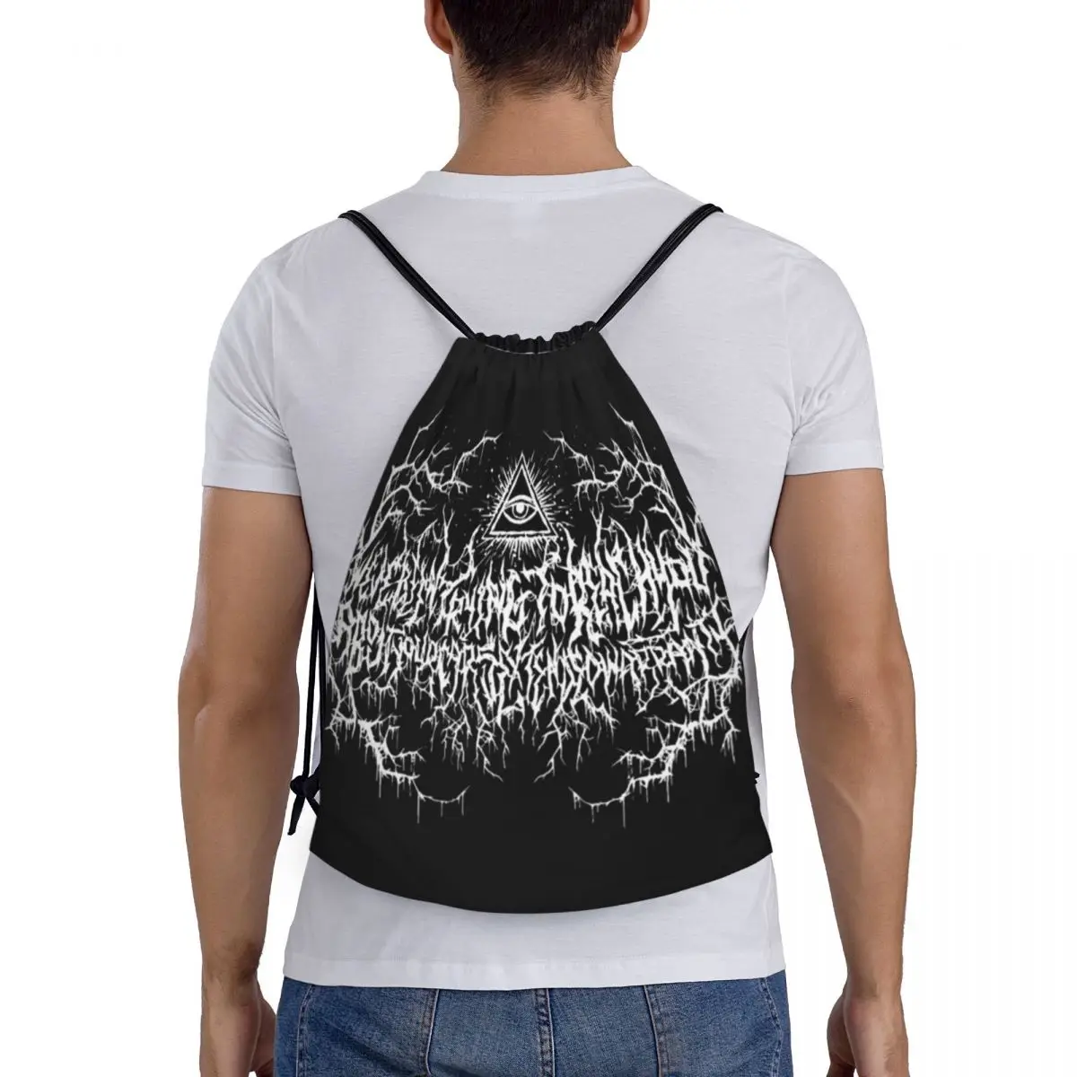 Death Metal Logo Backpacks Portable Drawstring Bags Sports Bag Book Bags for Man Woman School