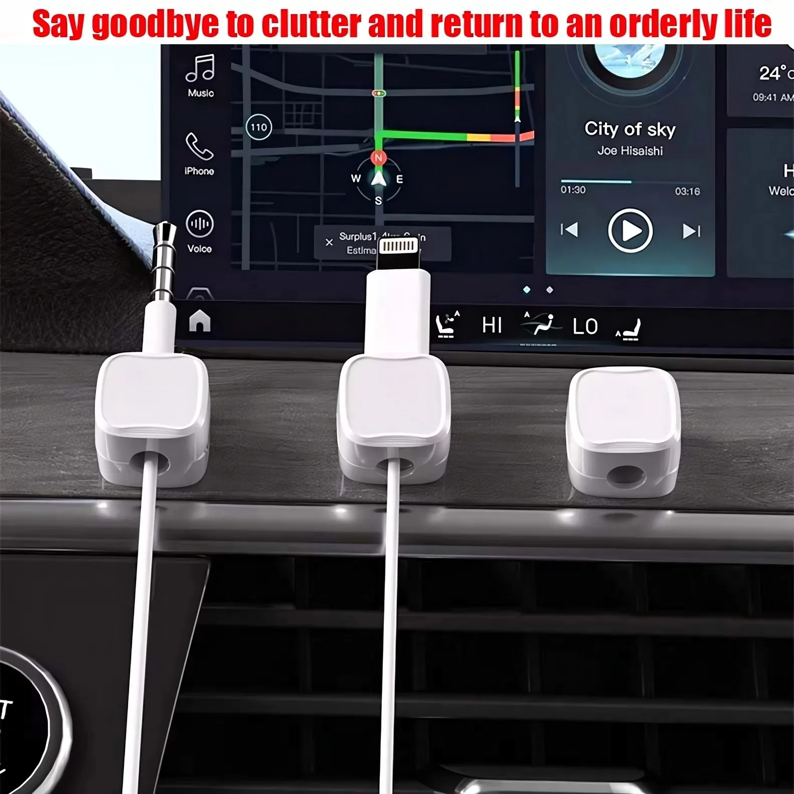 Magnetic Cable Holder Self Adhesive Cord Clip Smooth Pulling Charging Cable Keeper Wire Clip for Car/Home/Office