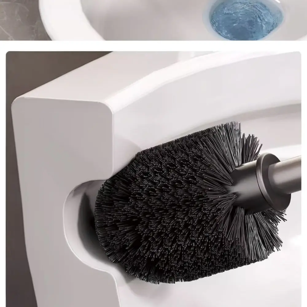 Luxury Style Toilet Brush Set Wall Mounted Suction Cup Organizer No Drill Bathroom Sanitary Cleaning Tool White Grey