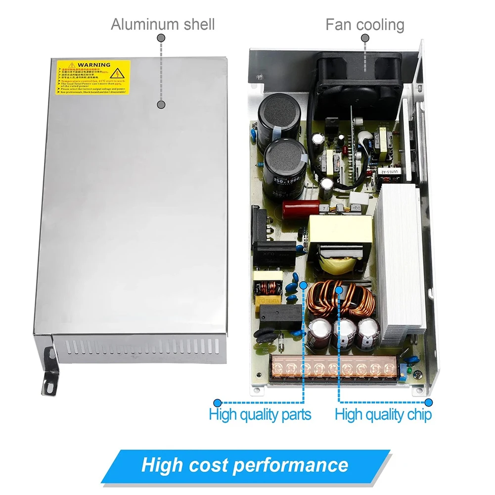 For Industrial Use Silver 12V 100A Power Supply High Current Driver Low Standby Consumption Aluminum Alloy Casing