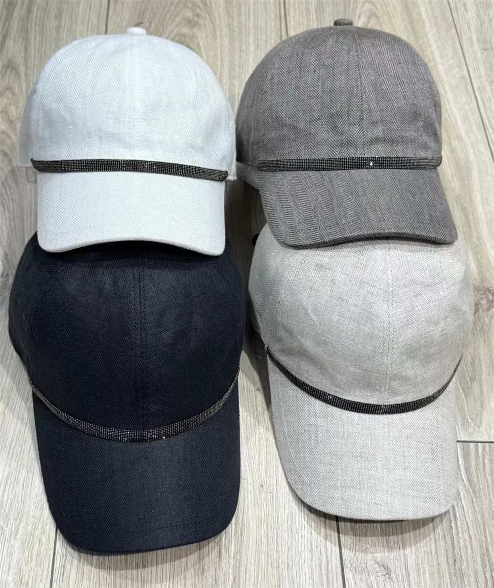 

Women's Baseball Hat With Beaded Chain Sun Protection Cap