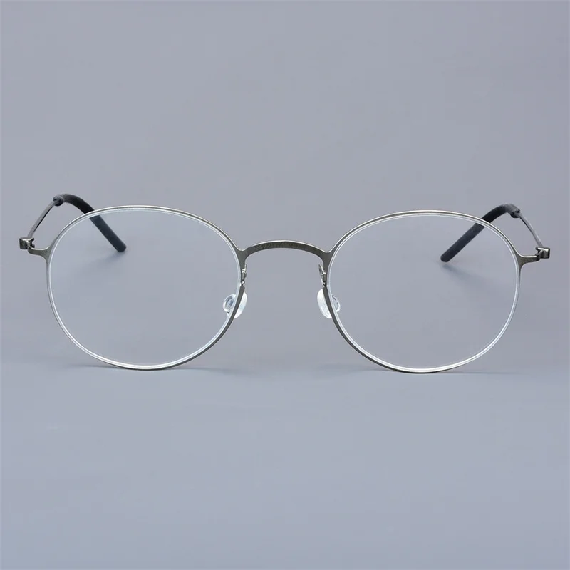 Pure Titanium Round Eyeglasses Frame Denmark Ultralight Men Screwless Blue Glasses Frames Designer Women Trendy Circle Spectacle