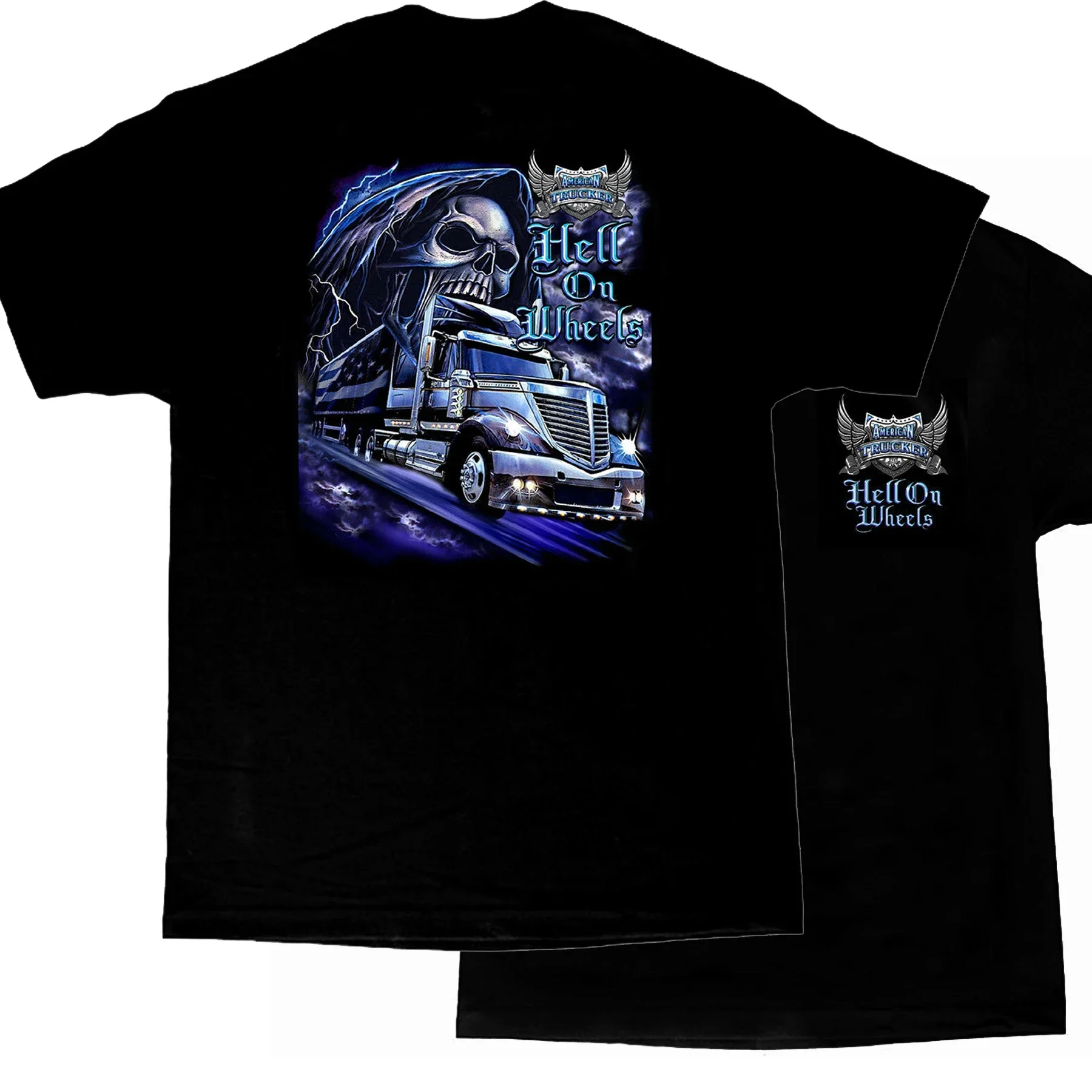 

Футболка Hell of Wheels Grim Reaper Truck American Trucker, 100% хлопок, с круглым вырезом, летняя повседневная мужская футболка с короткими рукавами, размер S-3XL
