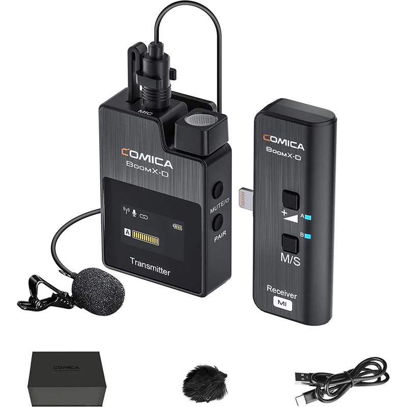 COMICA BoomX-D MI1(TX+MI RX) 2.4G Digital Wireless Microphone System Lav Mic for Live Stream Vlogging Video Recording