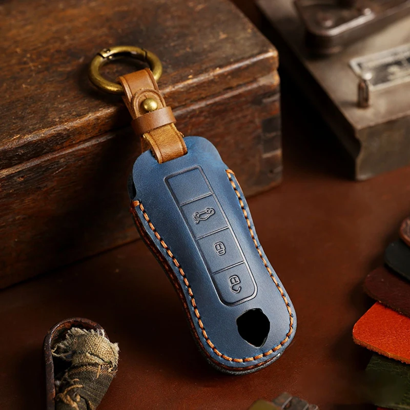 Car Key Case Cover Shell Keychain Fob For Porsche Panamera Spyder Carrera Macan Cayman Cayenne 911 970 981 991