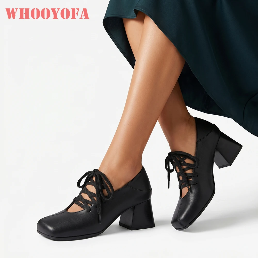 2026 Autumn Elegant Women Pumps Square Toe 5CM High Chunky Heels Lady Daily Shoes Large Plus Size 14 43 49 52 Oversized