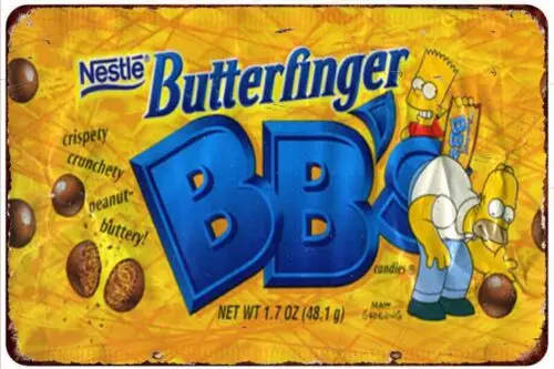 hanging wall decor Butterfinger BB's retro candy  Tin Sign 8 x 12 ALL metal