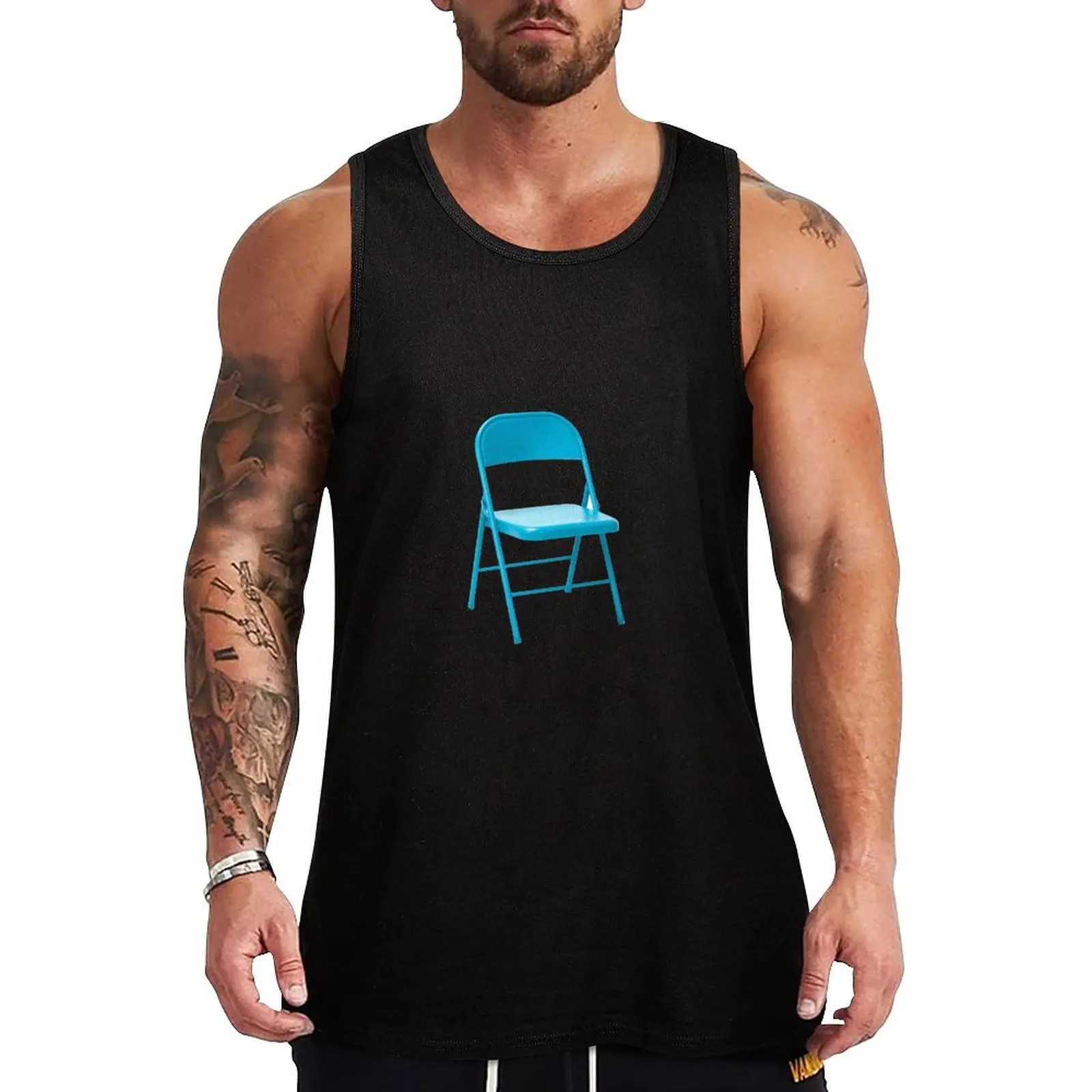 Blue Folding Chair Tank Top Men's singlets Muscle fit sleeveless Men's t-shirts sleeveless man shirts