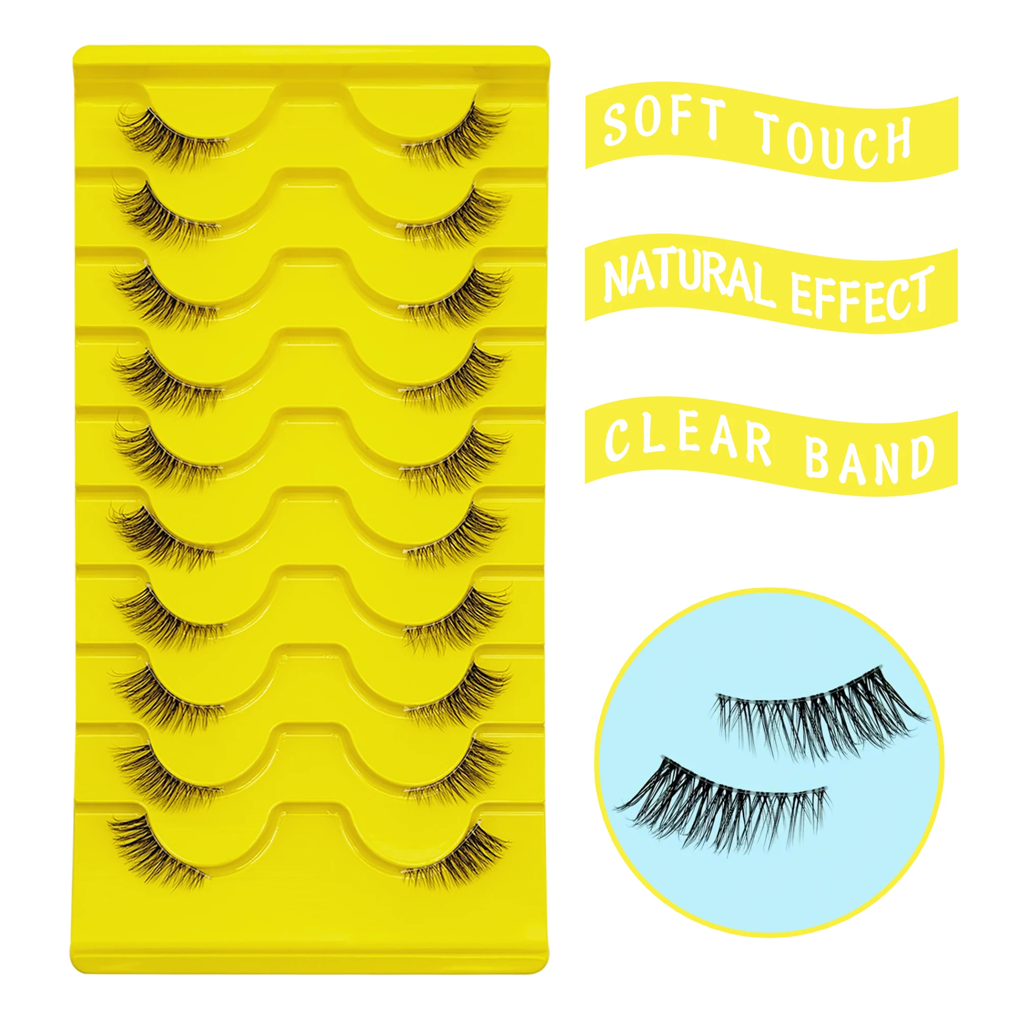 10 paare halbe gefälschte wimpern Manga wimpern weiche natürliche katwimpern Make-up-Up-TOOL erweiterklung เป็นวงดนตรี