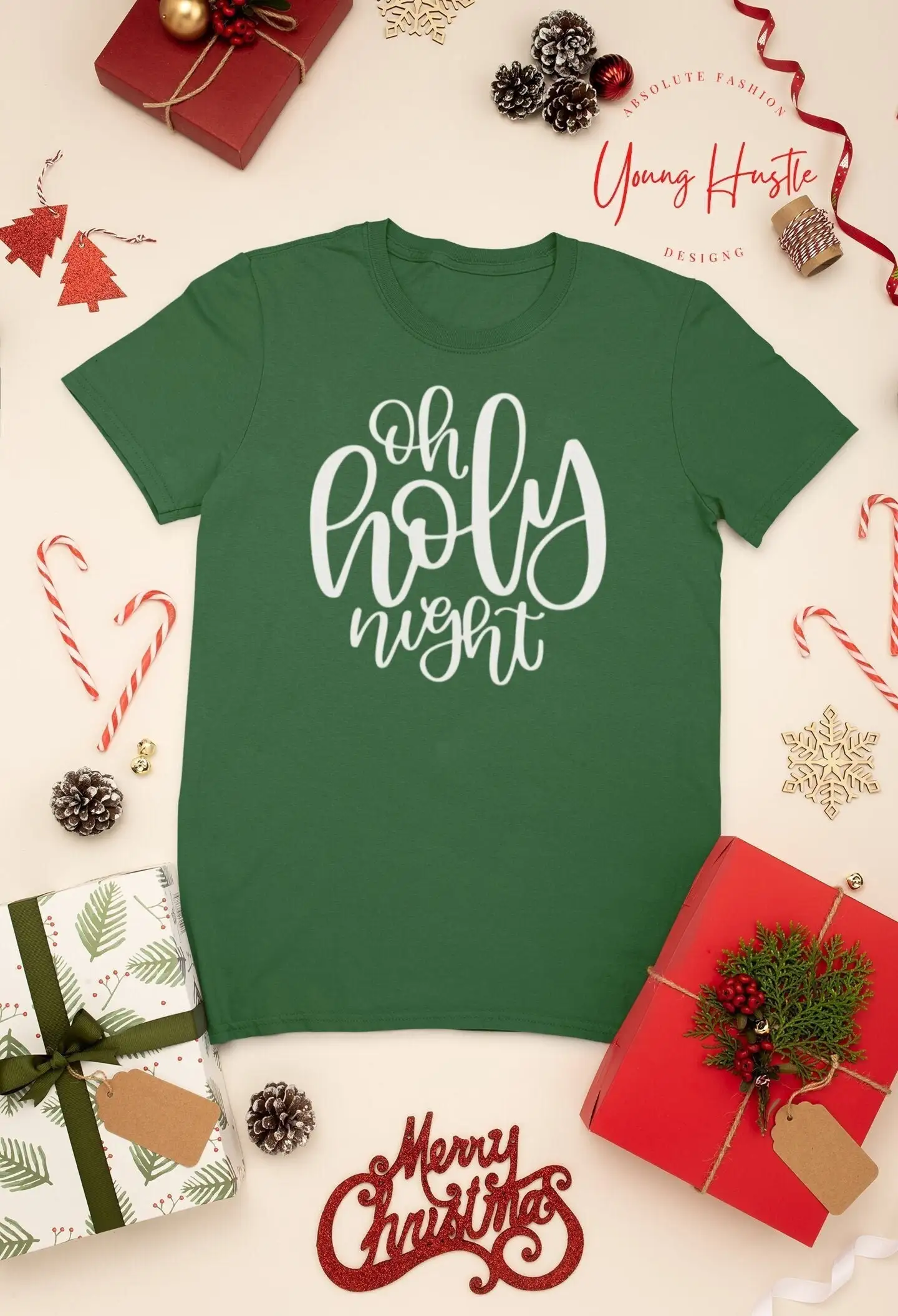 Футболка Oh Holy Night Рождественская сцена Рождественская семья Christian Believe