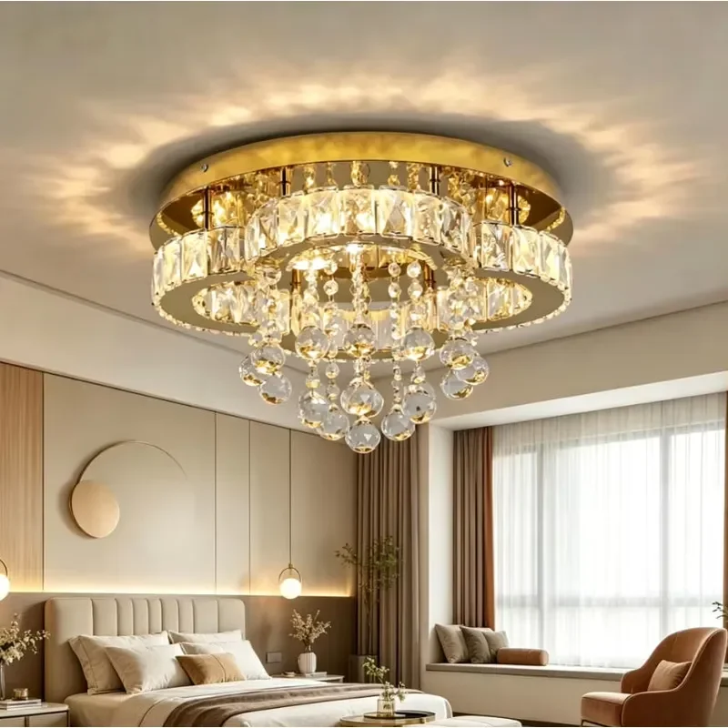 Luxury Round Crystal Ceiling Lamp Modern Simple Chandelier for Corridor Entrance Balcony Bedroom Factory Direct Sales