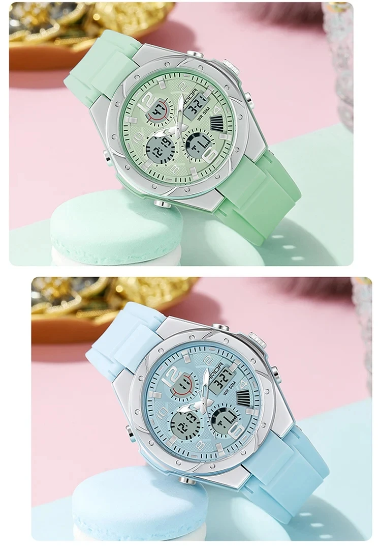 SANDA Luxury New Ms LED Digital Sport Watch Fashion Casual Women Girl Military 50M Waterproof Quartz Ms. Wristwatches