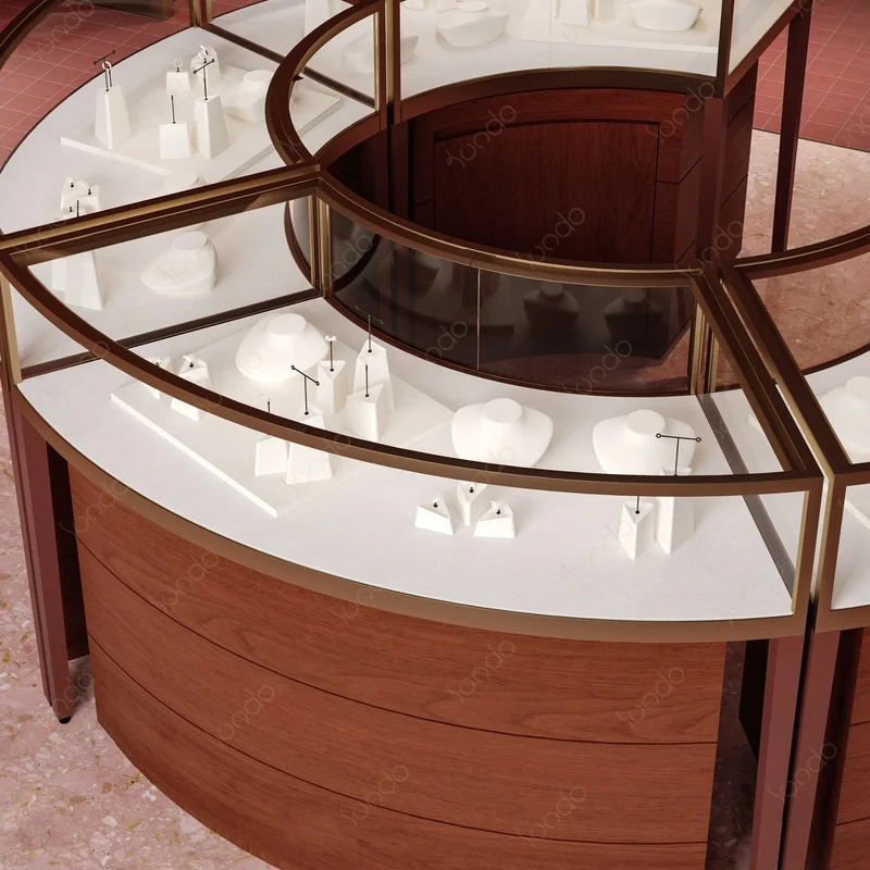 custom.Sundo Luxury Eco-Friendly Waterproof Jewelry Display Island LED Glass Showcases Custom Color Options Retail Bou