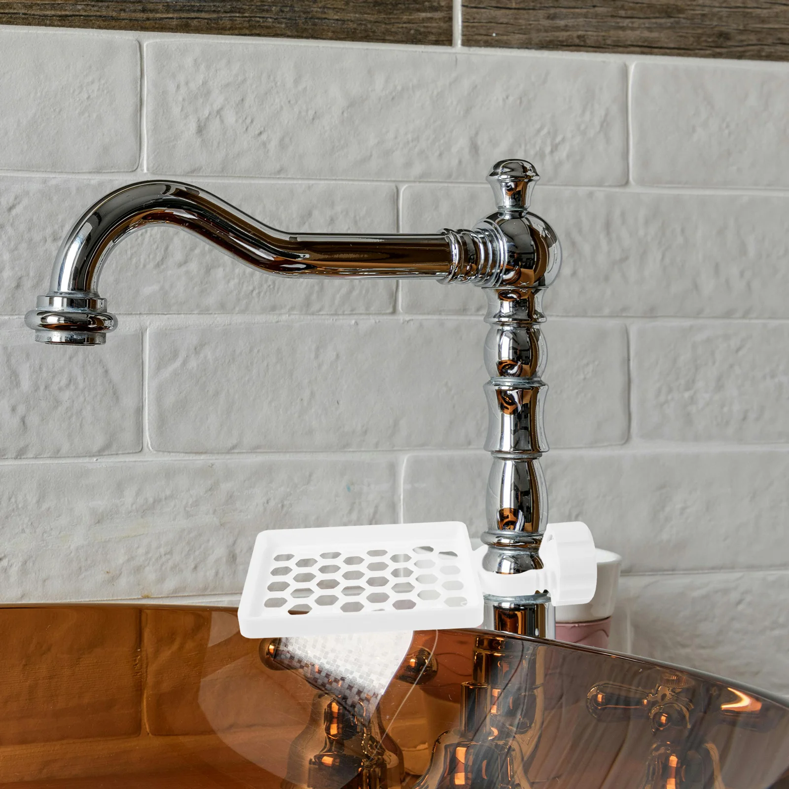 

Water Tap Holder For Kitchen Sink Soap Sponge Storage Compact Faucet Mount Organizer Modern Drain Rack Bathroom Soap