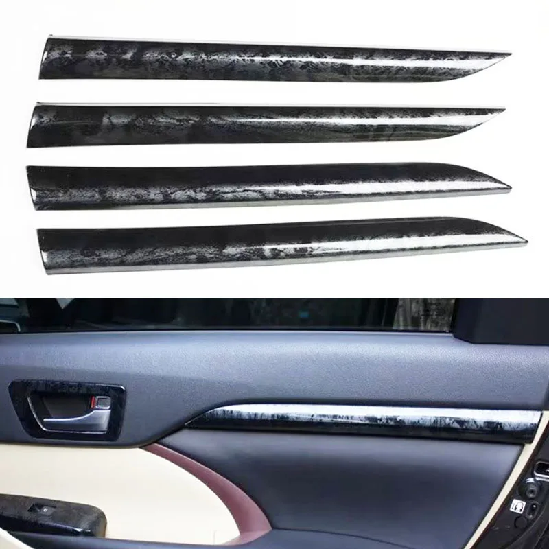 

Car Interior Accessories Black Wooden Color Door Window Panel Strips Cover Protective Trim For Toyota Highlander 2015-2018