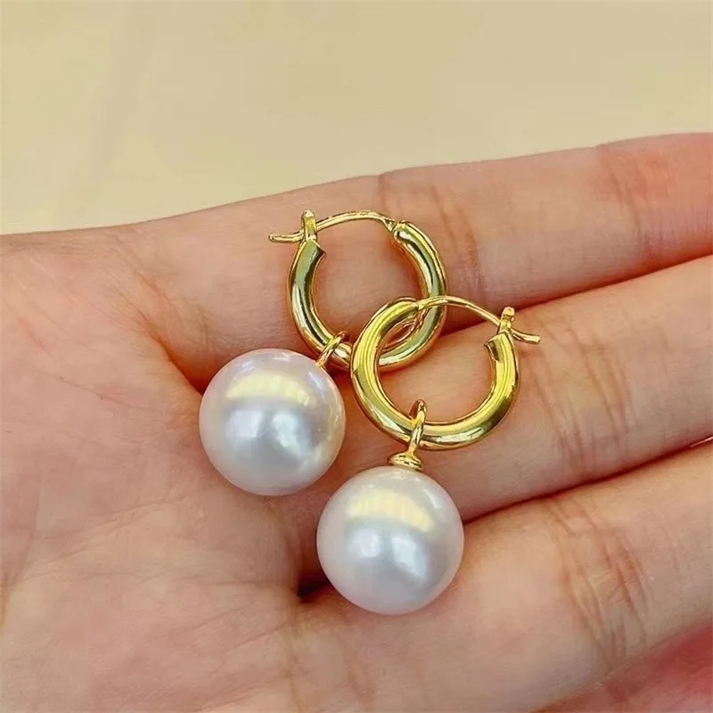 

18K Pearl Earrings AAAA 9-10mm Designer Classic Women Earrings Party Jewelry Christmas Gift With Certificate Box 081601