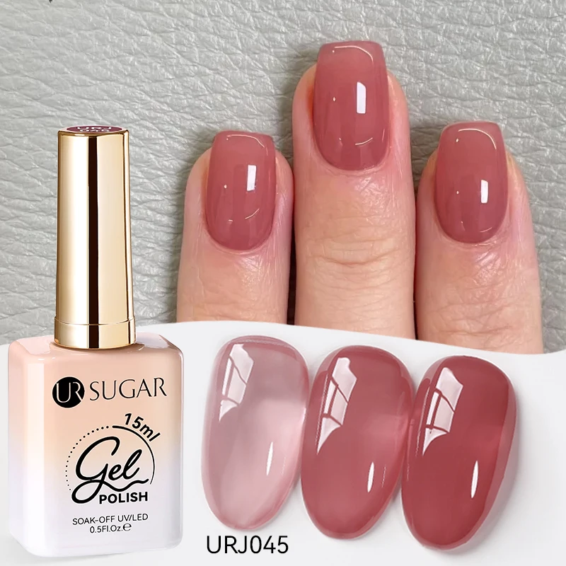 UR SUGAR 15 ml Jelly Nude Gel Nagellack Hellrosa Durchscheinende Farbe Soak Off UV LED Gel Lack Nail Art DIY Mode Maniküre