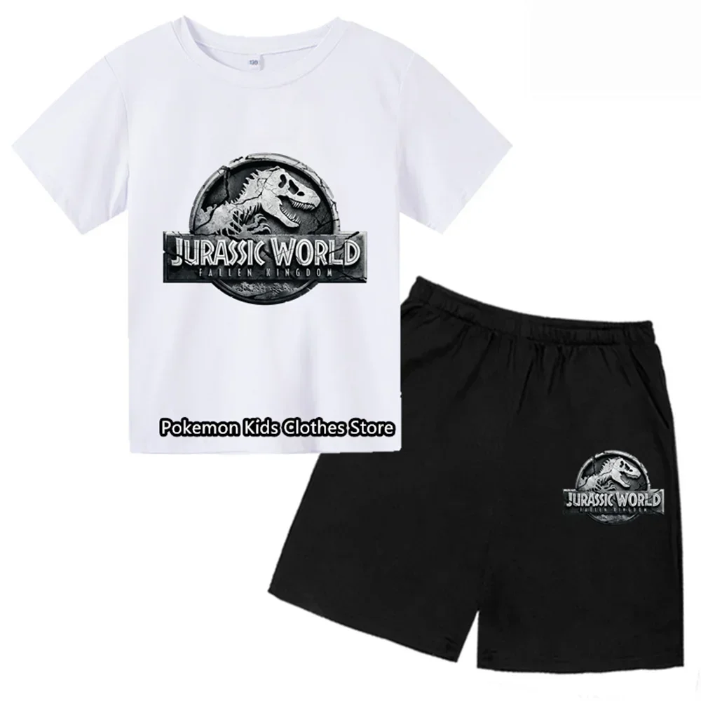 New Jurassic Park Dinosaur T-shirt Set Jurassic World Boys Girls Fashion T Shirt Kids Children Tshirt Top Boy Girl Clothing