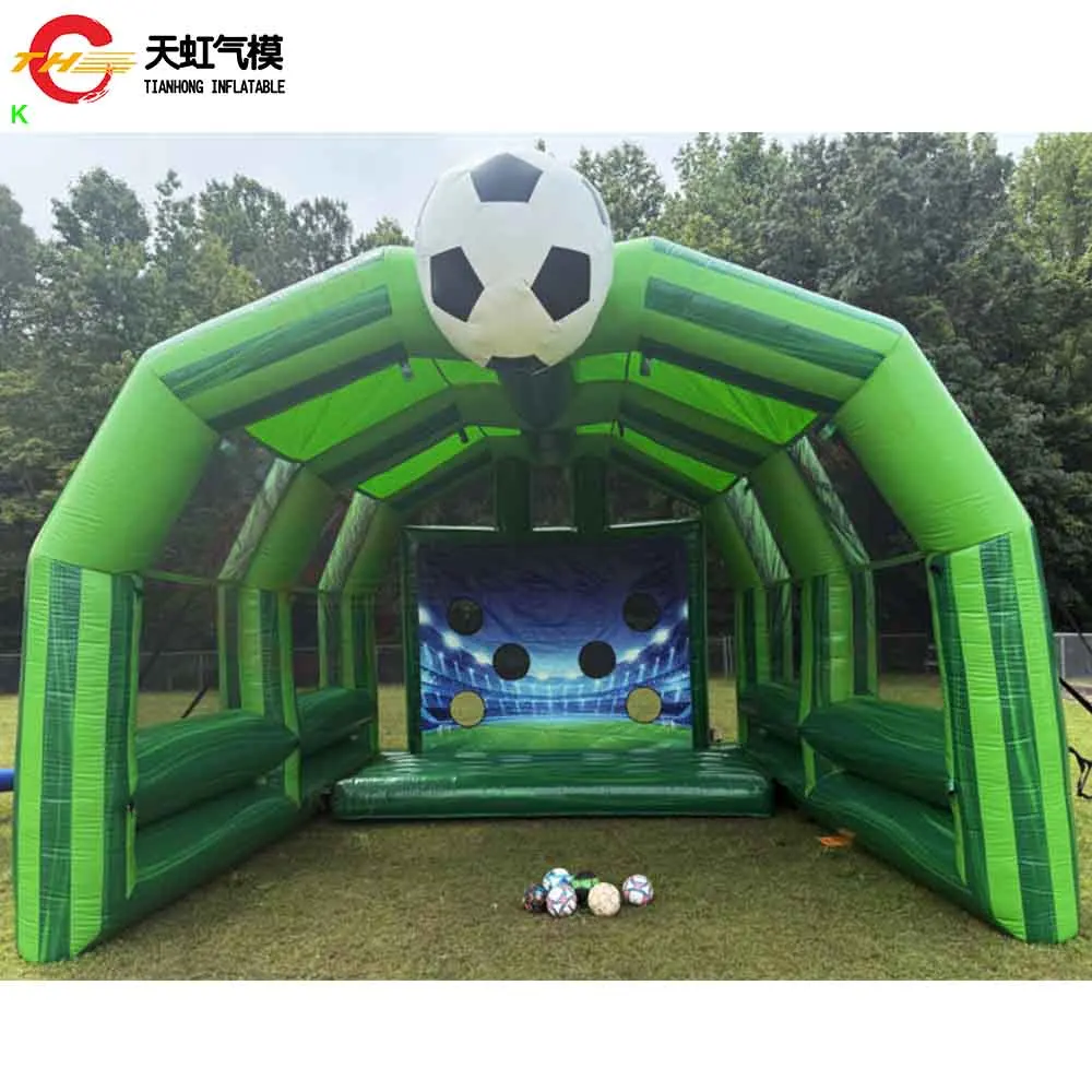 業務用インフレータブルサッカーゴールスポーツゲーム、カスタムメイドインフレータブルサッカーシュートアウトカーニバルゲームおもちゃ販売中