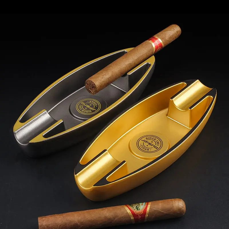 Cinzeiro de charuto portátil leve bandeja de cinzas com 2 slots para fumar charuto acessórios decoração de mesa presente masculino