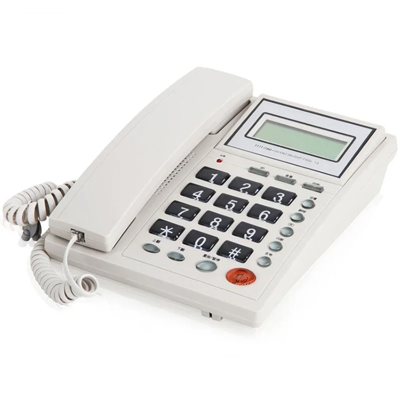 Corded Phone Landline Telephone with Dual System, Caller ID, Tilt Display & Large Buttons, Adjustable Brightness, White, Black