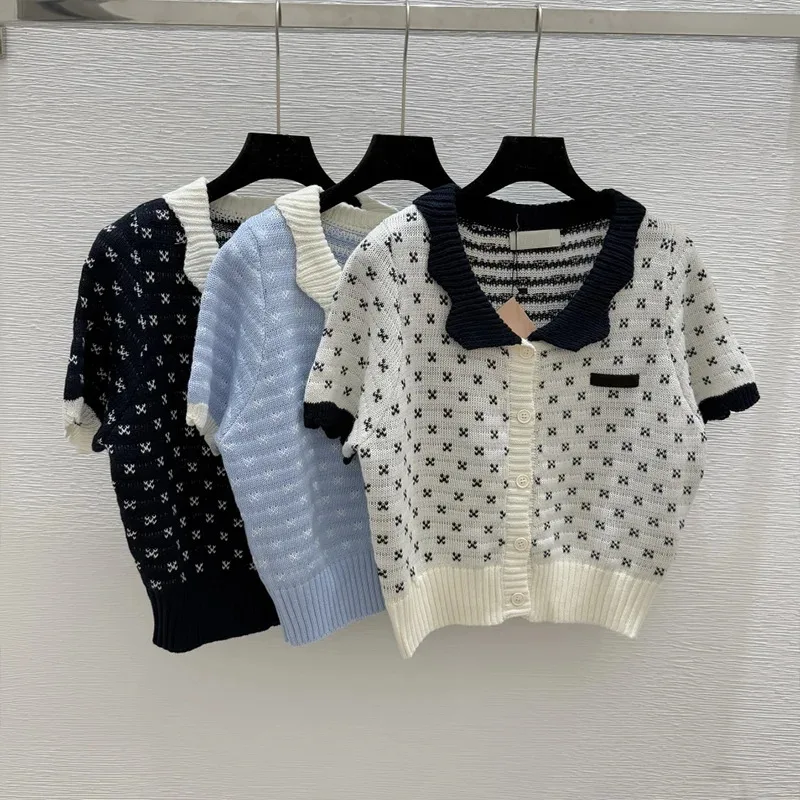 

2025 New Color Contrasting wonen Knitted Short Sleeve Cardigan Wool Yarn Weaving Delicate Soft Elastic 25802191
