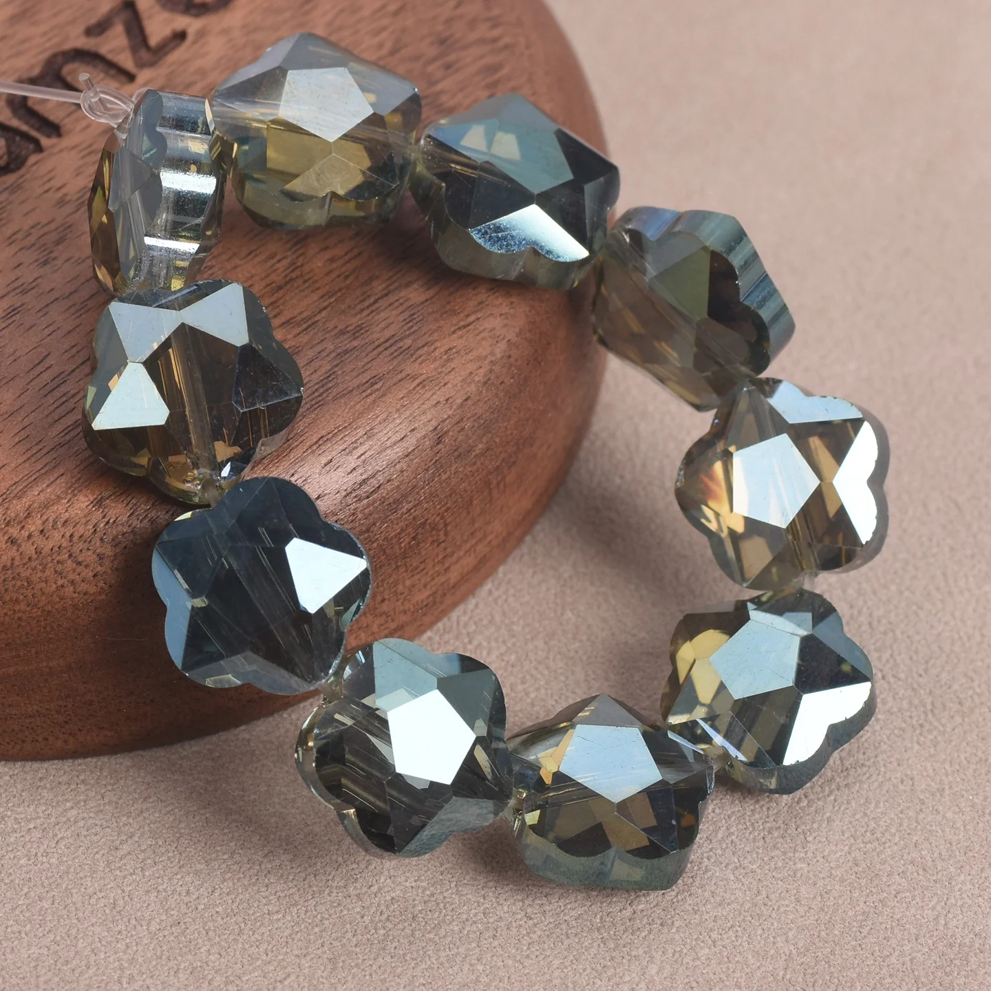 10pcs 14mm Flower Faceted Colorful Crystal Glass Loose Crafts Beads For Jewelry Making DIY Findings
