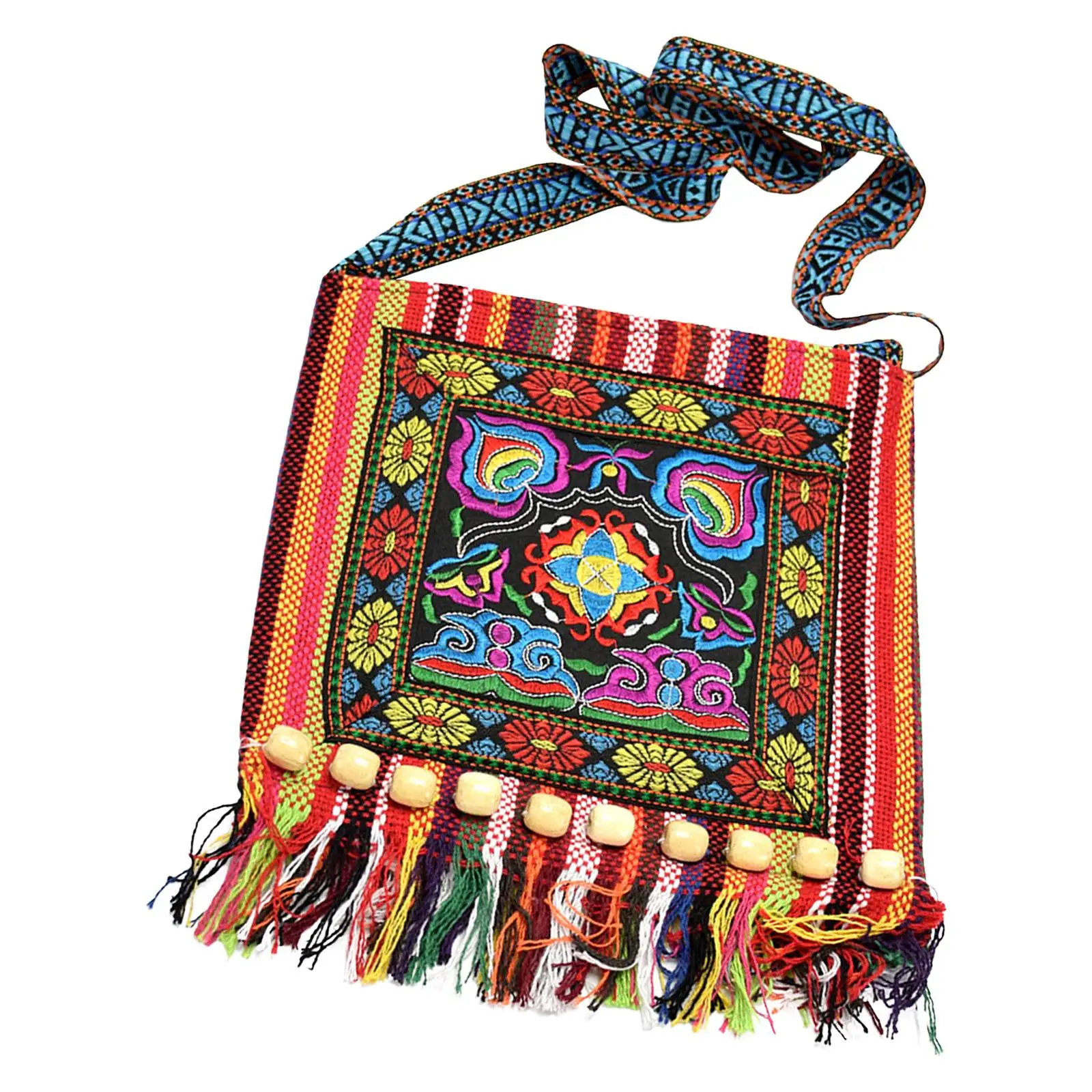 

Stylish Handcrafted Shoulder Bag with Tassels for Travel and Leisure, Crimson
