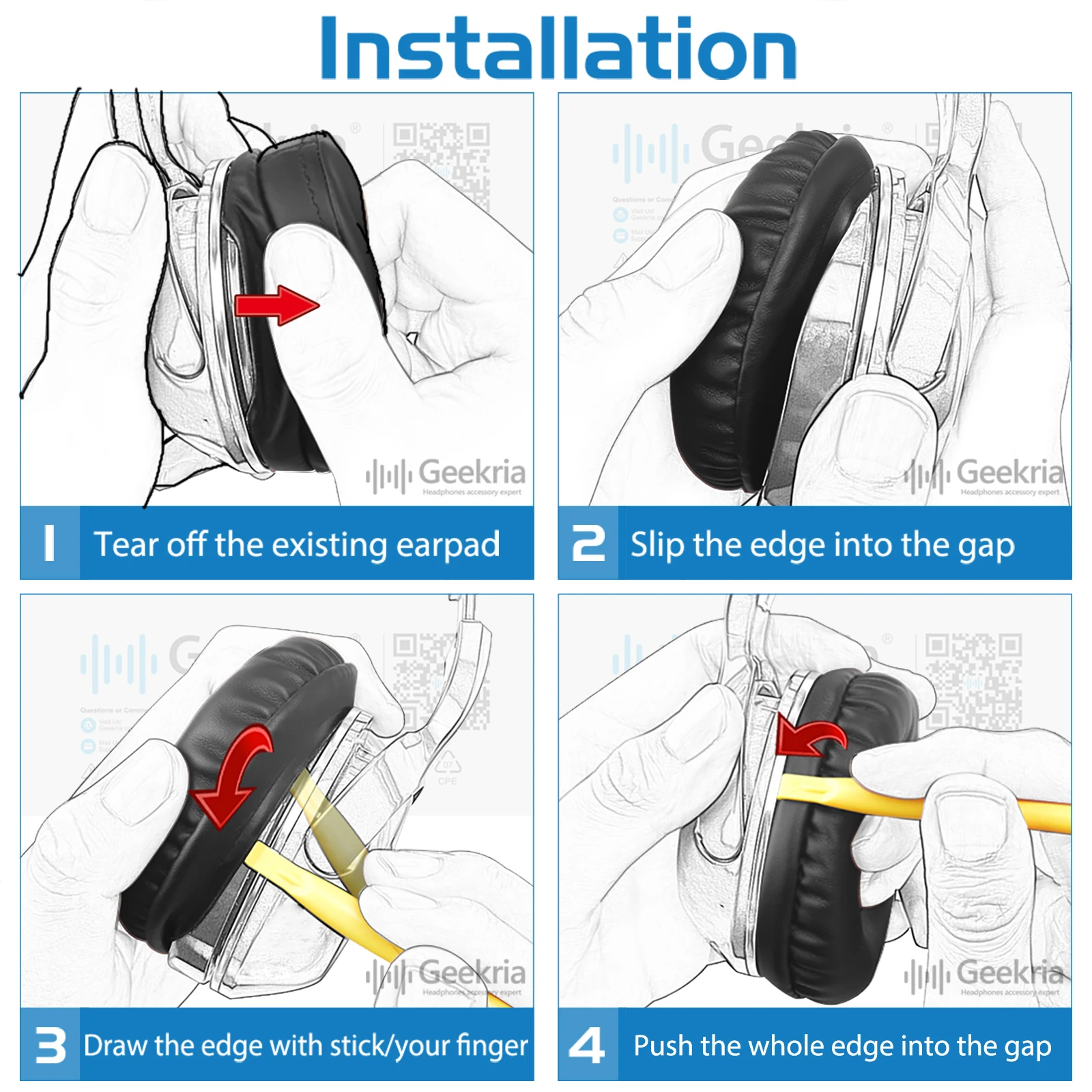 Geekria QuickFit เปลี่ยนแผ่นรองหูฟังสําหรับ Jabra Move หูฟังไร้สายหูฟัง,ชุดหูฟังแผ่นรองหูฟัง