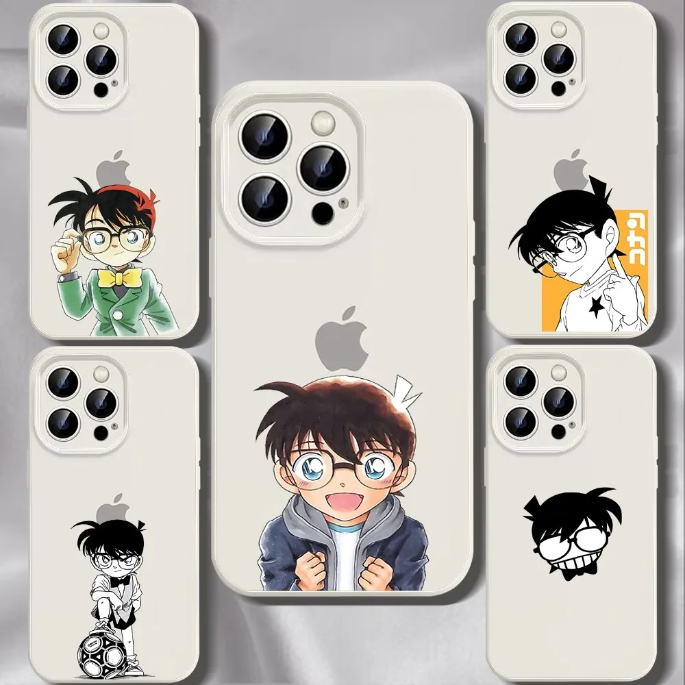 Anime D-Detective Conan Phone Case For Iphone 11 13 14 15 16 Pro Max X Xr Xs Max Se2020 12mini White Cover Case