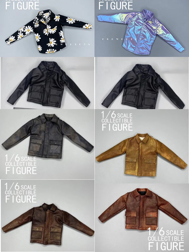 Multi Styles CROW DH TOYS 1/6 Man Soldier Fashion Trendy Leather Jacket Colorful Print Shirt Accessory for 12\