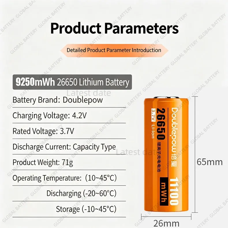 26650 3.7V 11100mWh Li-ion Rechargeable Battery Lithium Battery for Strong Light Flashlight Solar Street Light Power Tool view 3