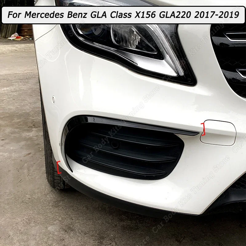 Car Front Bumper Spoiler Wind Knife Body Kits Tuning Gloss Black ABS For Mercedes Benz GLA Class X156 GLA220 250 2017 2018 2019